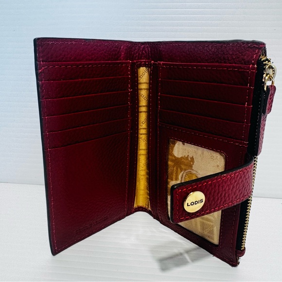 Lodis Red Leather Zip Card Case Wallet - Picture 6 of 12